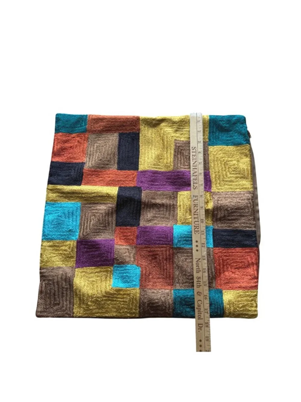 Crate & Barrel Zander Pillow Case Cover Textured Multicolor Geometric 18x18 inch